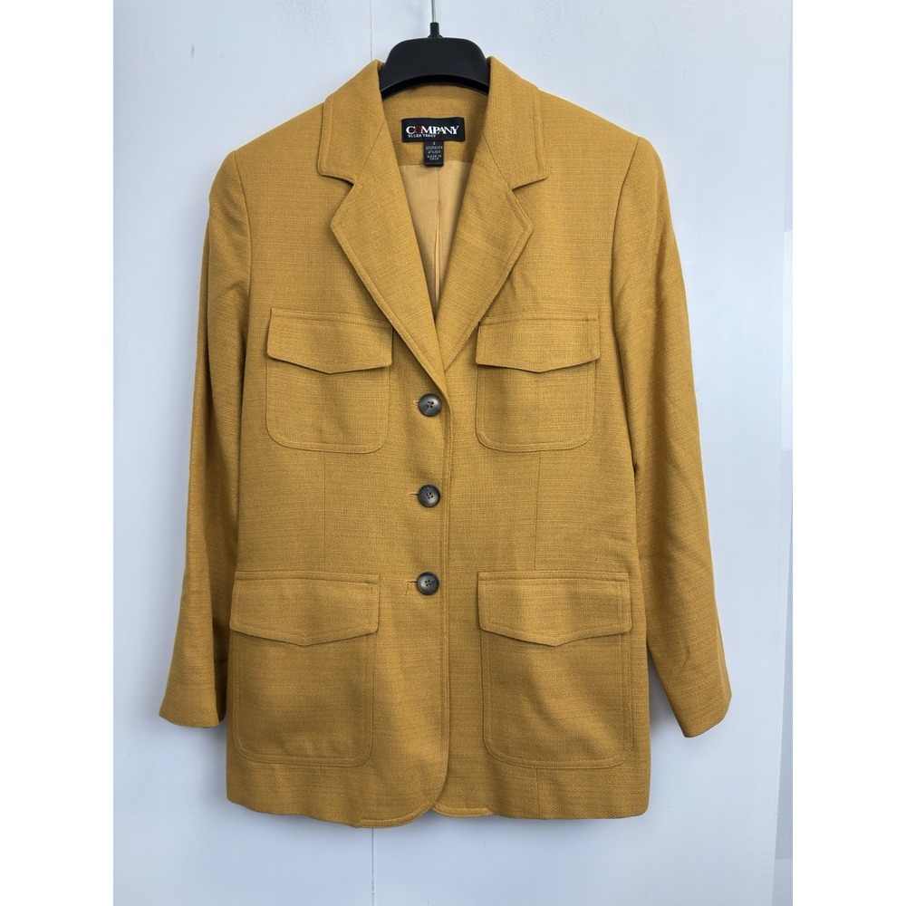 Company by Ellen Tracy Women's Size 2/S Mustard Yellow Blazer Jacket Silk Blend
